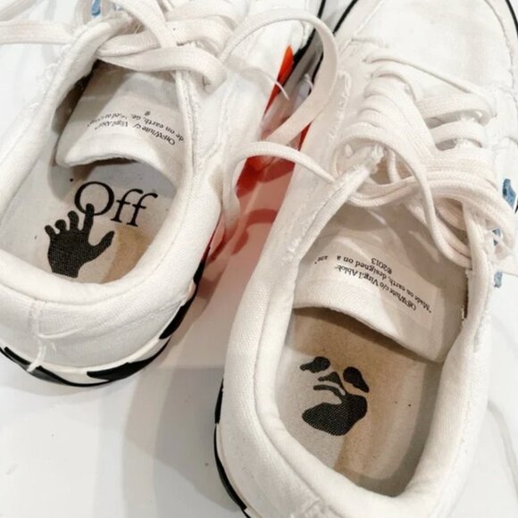 OFF WHITE Vulcanized Low White Black Logo Sneakers 39/US 9 - Picture 11 of 13